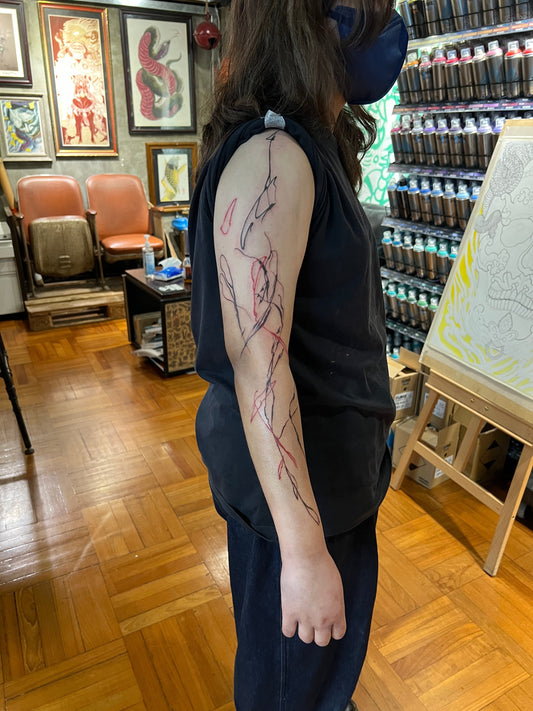 abstract-flow-arm-design-by Melbourne tattoo artist Mr Inking Tattoo